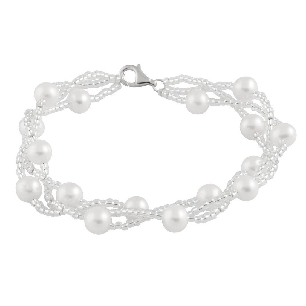 Fancy 3 Strand White "Potato" Pearl Bracelet