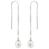 Drop Style Threader Earrings: ESR-295     Classic White, Silver/Grey or Dyed Peacock colours