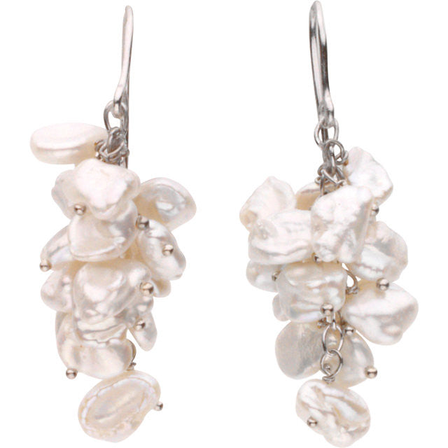 Drop Earrings: White Keshi Pearls: 66597