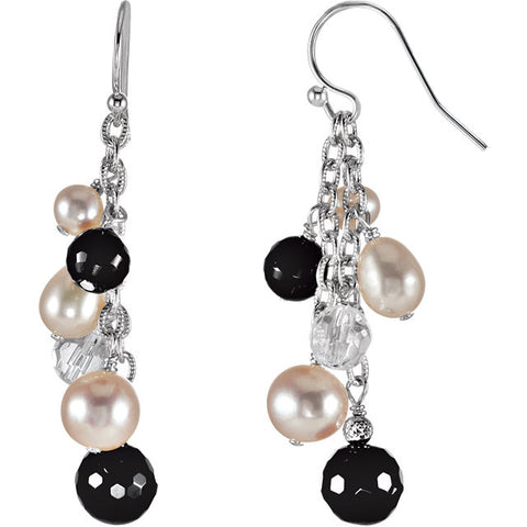 Drop Earrings: Crystal, Pearl and Onyx: 69979
