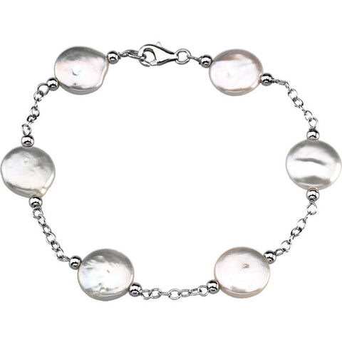Coin Pearl Bracelet: Classic White
