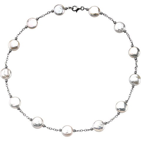 Coin Pearl Necklace: Classic White